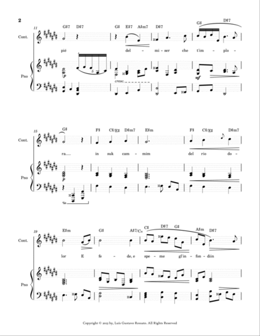 Mascagni - Ave Maria ( CONTRALTO - C# Major) Piano scores gallery preview page 2