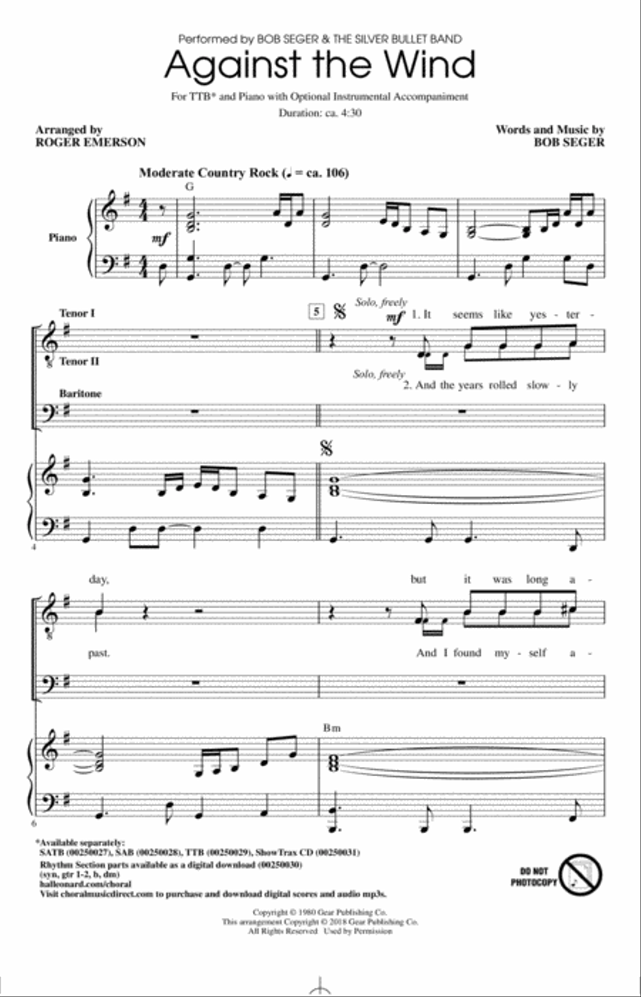 Against The Wind Against The Wind TTBB scores gallery preview page 1