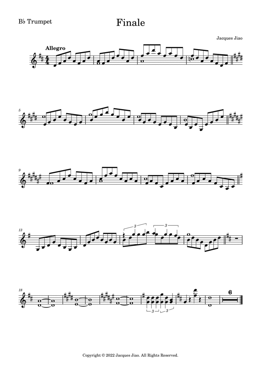 Finale, Op. 17 No.4, Part for Trumpet in B-flat Trumpet Duet scores gallery preview page 1