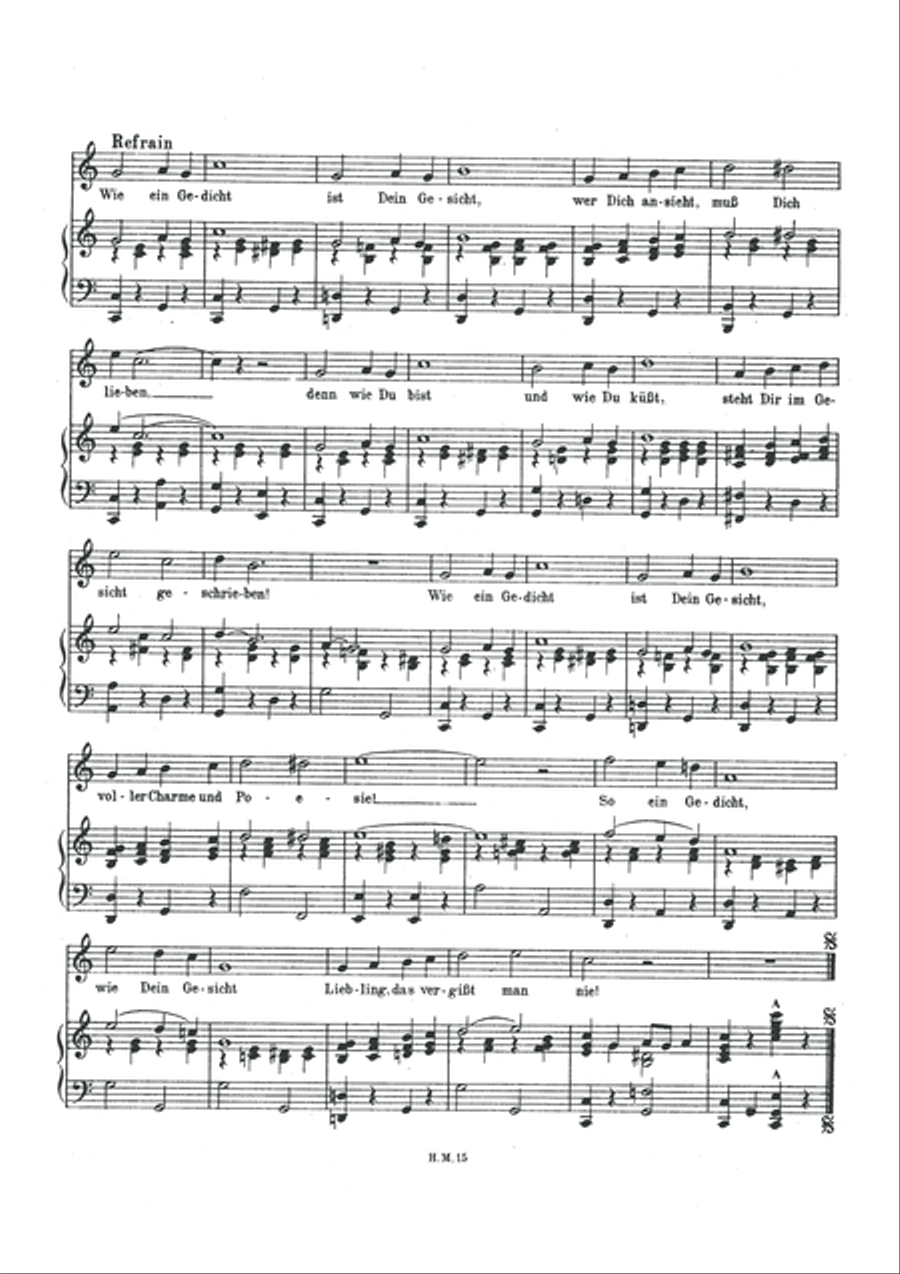 Wie ein Gedicht ist Dein Gesicht Piano, Vocal scores gallery preview page 3