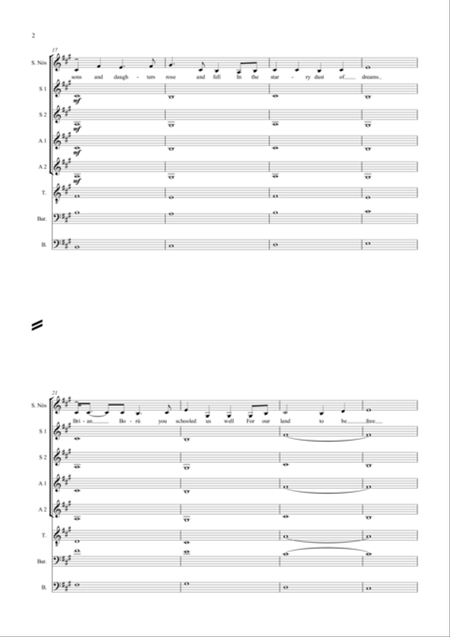 Sadb's Lament for the Fallen King - Mixed Choir and solo Irish sean nos voice Divisi scores gallery preview page 2