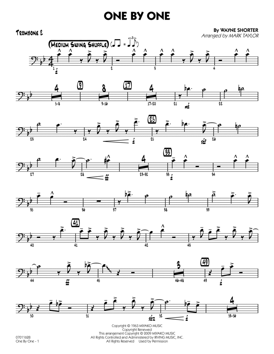 One by One - Trombone 2 Trombone scores gallery preview page 1