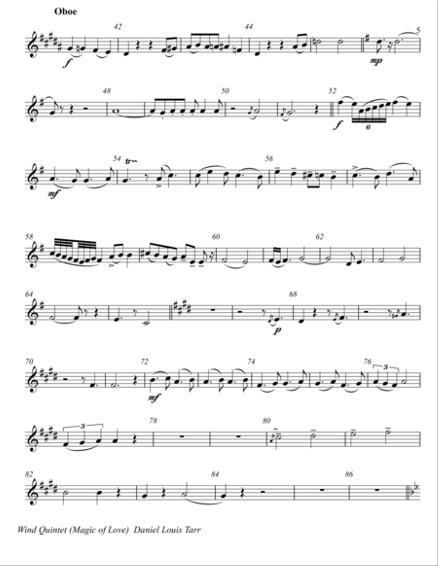 Wind Quintet (Magic of Love) Woodwind Quintet scores gallery preview page 5