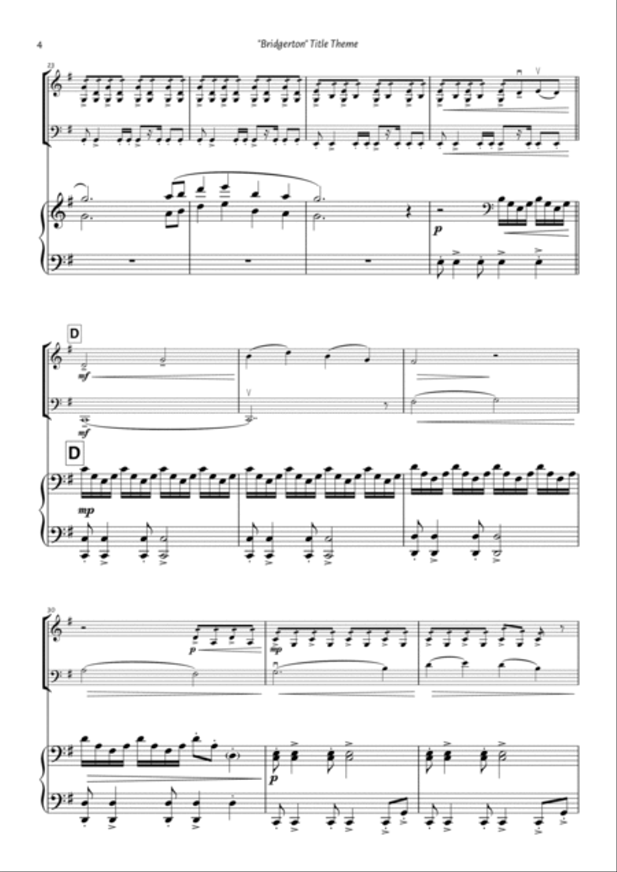 Bridgerton Theme Piano Trio scores gallery preview page 4