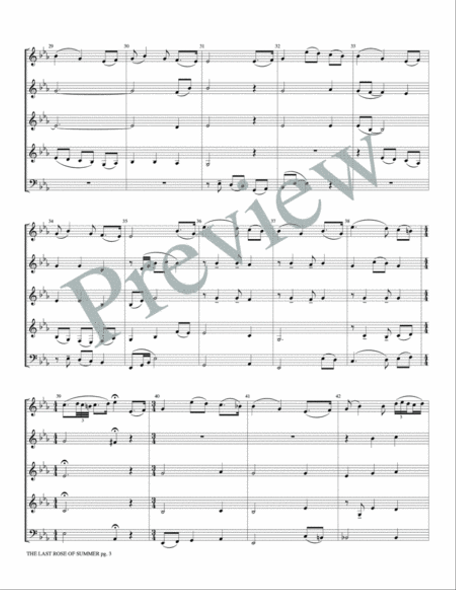 The Last Rose of Summer Woodwind Ensemble scores gallery preview page 5