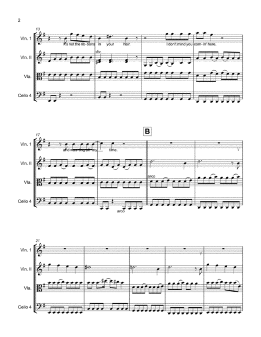 Just What I Needed String Quartet scores gallery preview page 2