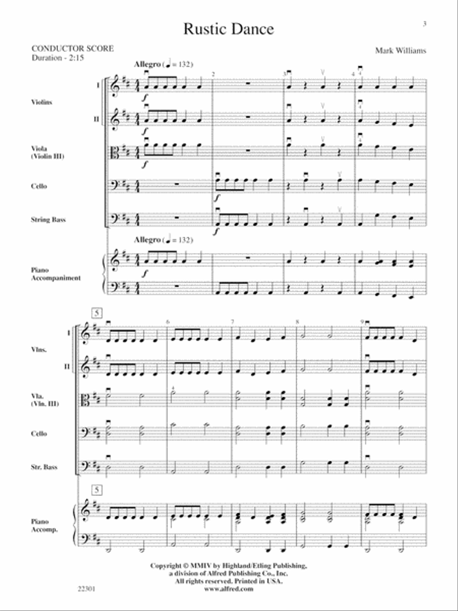 Rustic Dance: Score String Orchestra scores gallery preview page 3