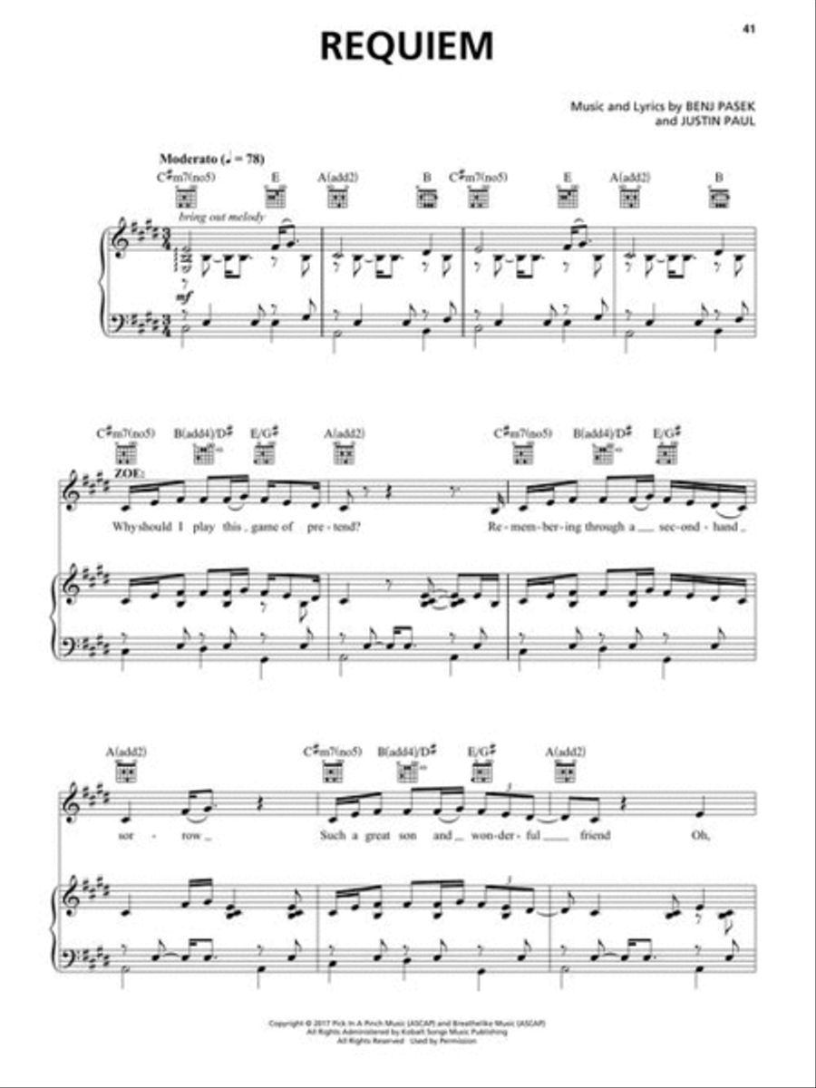 Dear Evan Hansen Piano, Vocal, Guitar scores gallery preview page 7