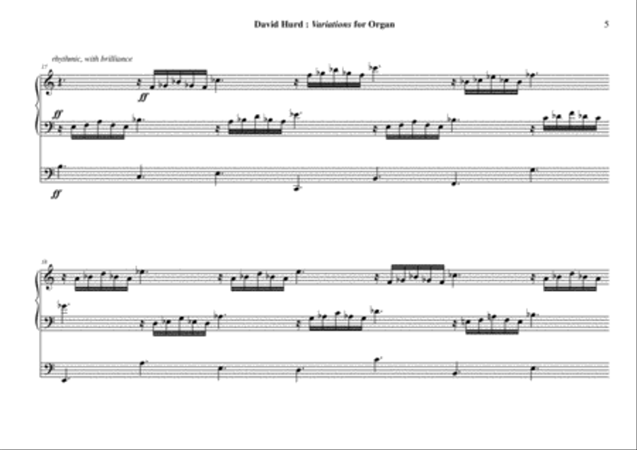 David Hurd: Variations for organ Organ Solo scores gallery preview page 5