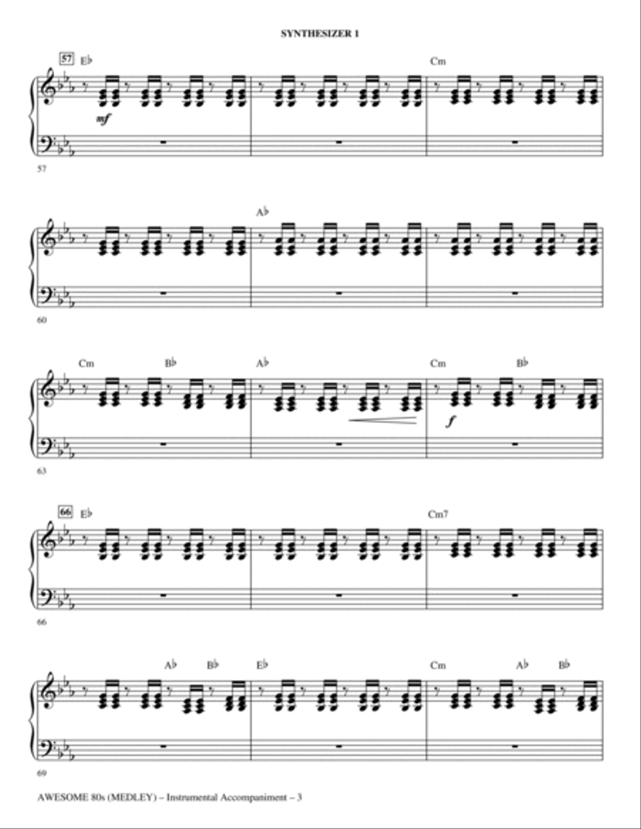 Awesome '80s (Medley) - Synthesizer I Choir scores gallery preview page 3