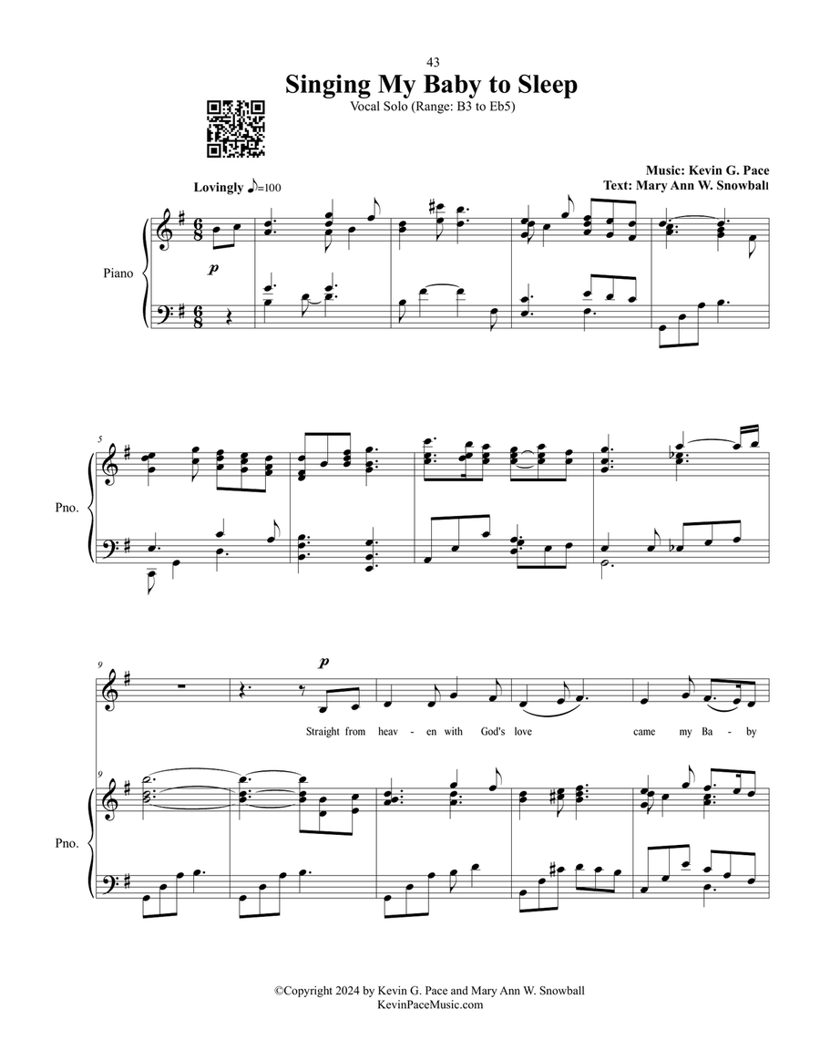 Singing My Baby to Sleep, a sacred Christmas vocal solo lullaby Voice Solo scores gallery preview page 2