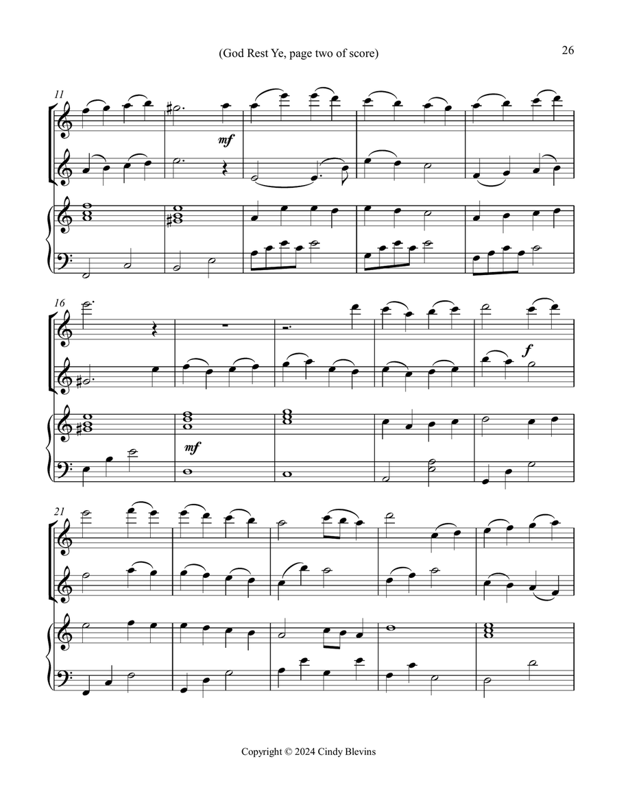 Flute, Oboe and Piano for Christmas, Book 2 (12 arrangements) Woodwind Duet scores gallery preview page 3