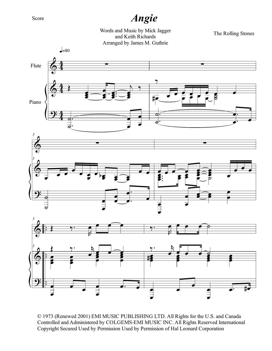 Angie Flute Solo scores gallery preview page 1