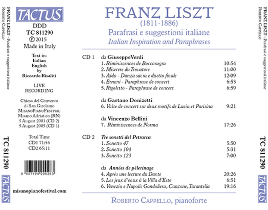 Franz Liszt: Italian Inspiration & Paraphrases image number null