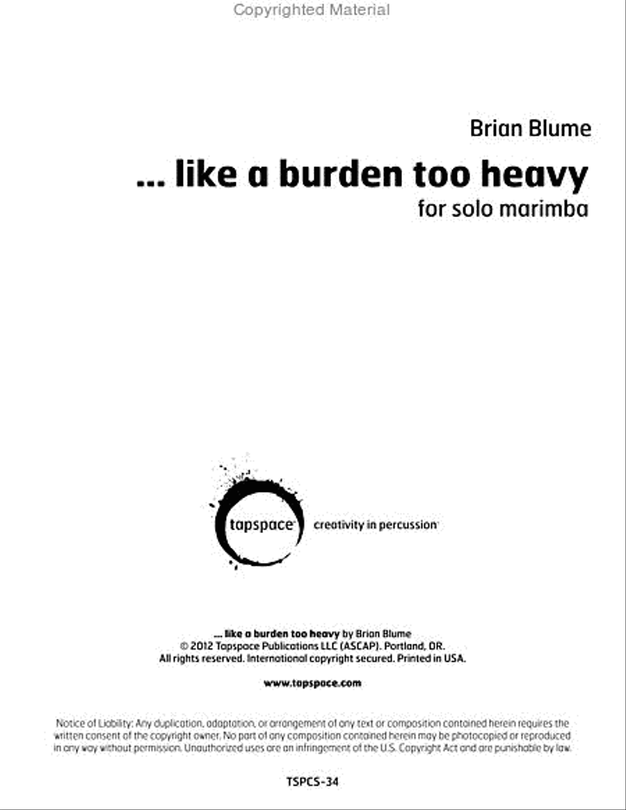 ... like a burden too heavy Marimba scores gallery preview page 2