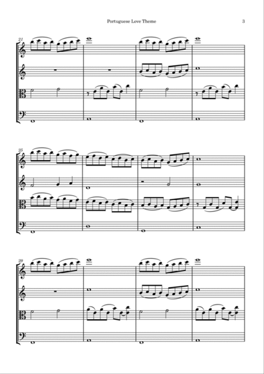Portuguese Love Theme String Quartet scores gallery preview page 3