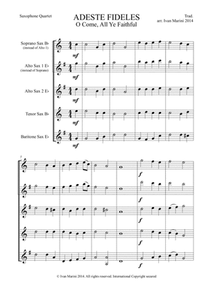 ADESTE FIDELES - O COME, ALL YE FAITHFUL - for Saxophone Quartet
