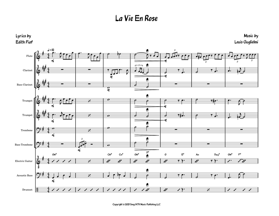 La Vie En Rose Jazz Ensemble scores gallery preview page 1