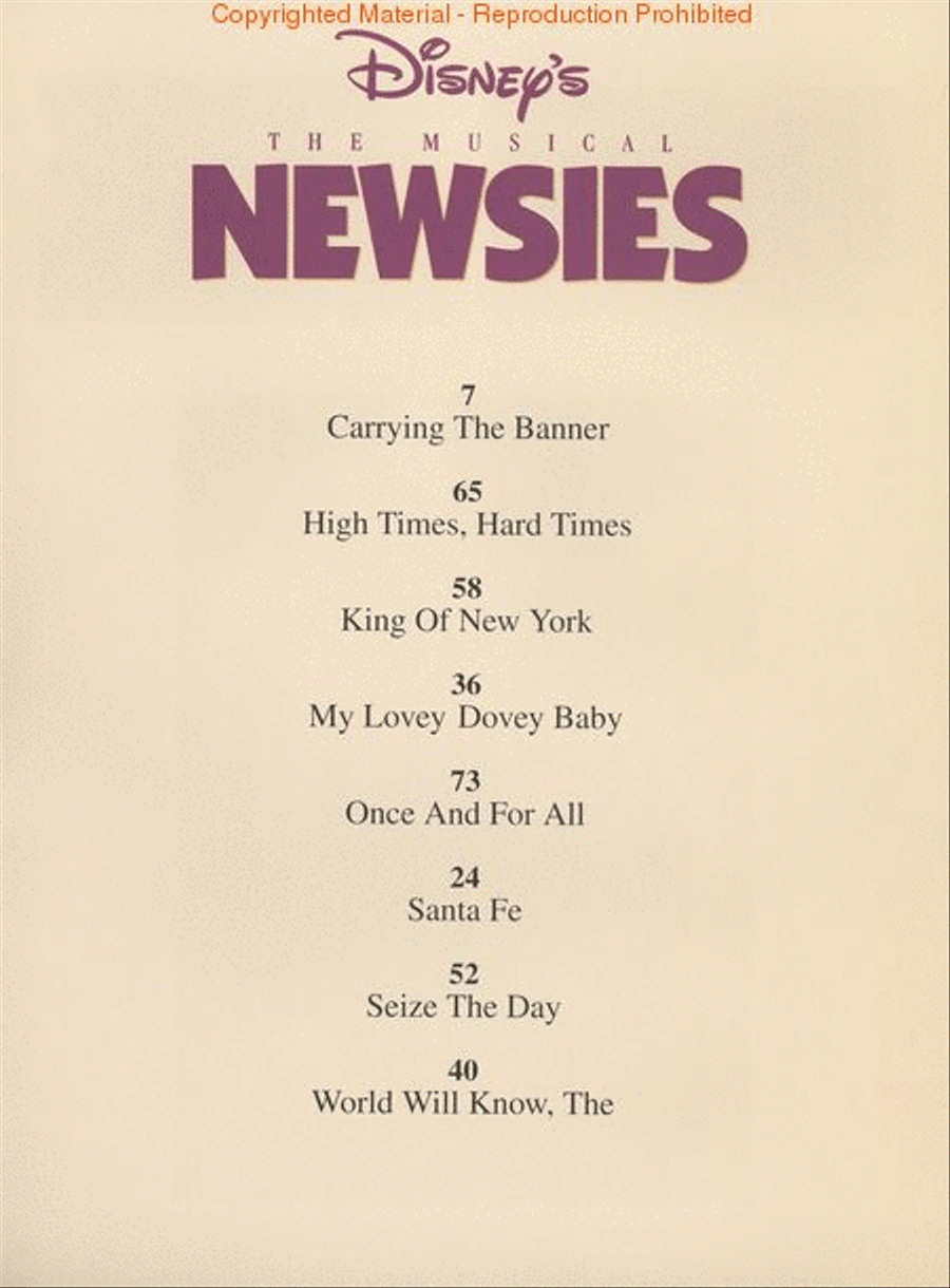 Newsies Piano, Vocal, Guitar scores gallery preview page 2