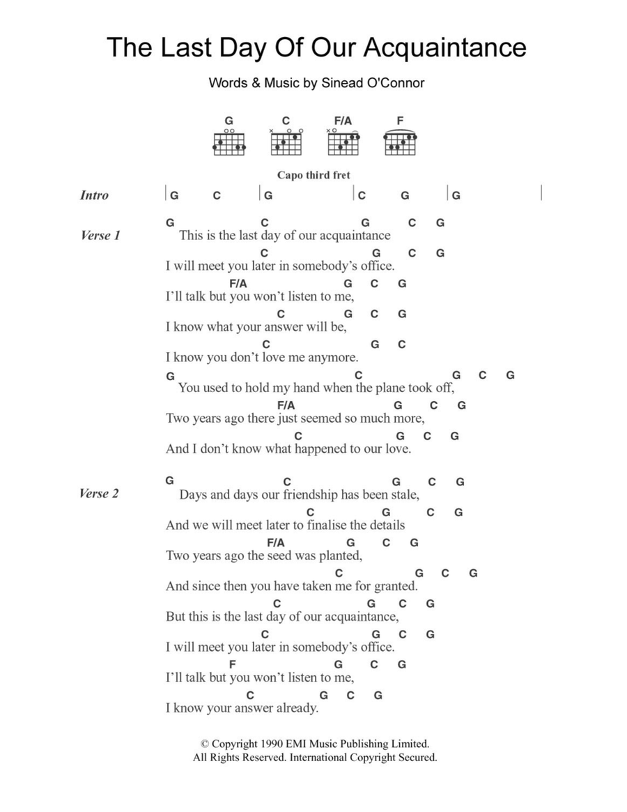 The Last Day Of Our Acquaintance Acoustic Guitar scores gallery preview page 1