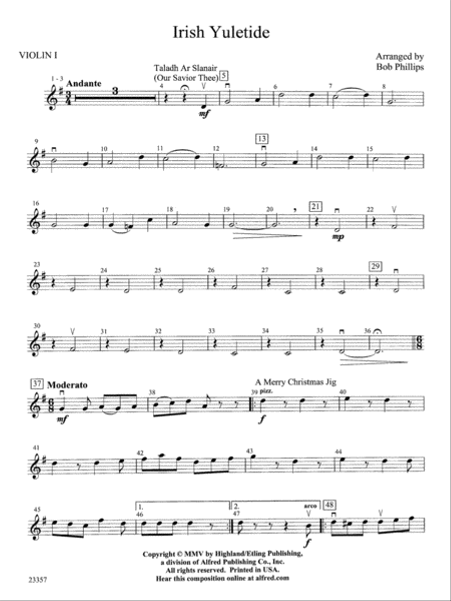 Irish Yuletide: 1st Violin String Orchestra scores gallery preview page 1
