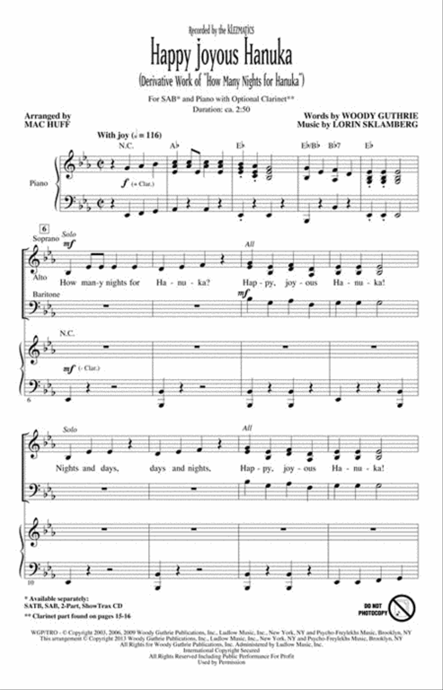 Happy Joyous Hanuka 3-Part scores gallery preview page 2