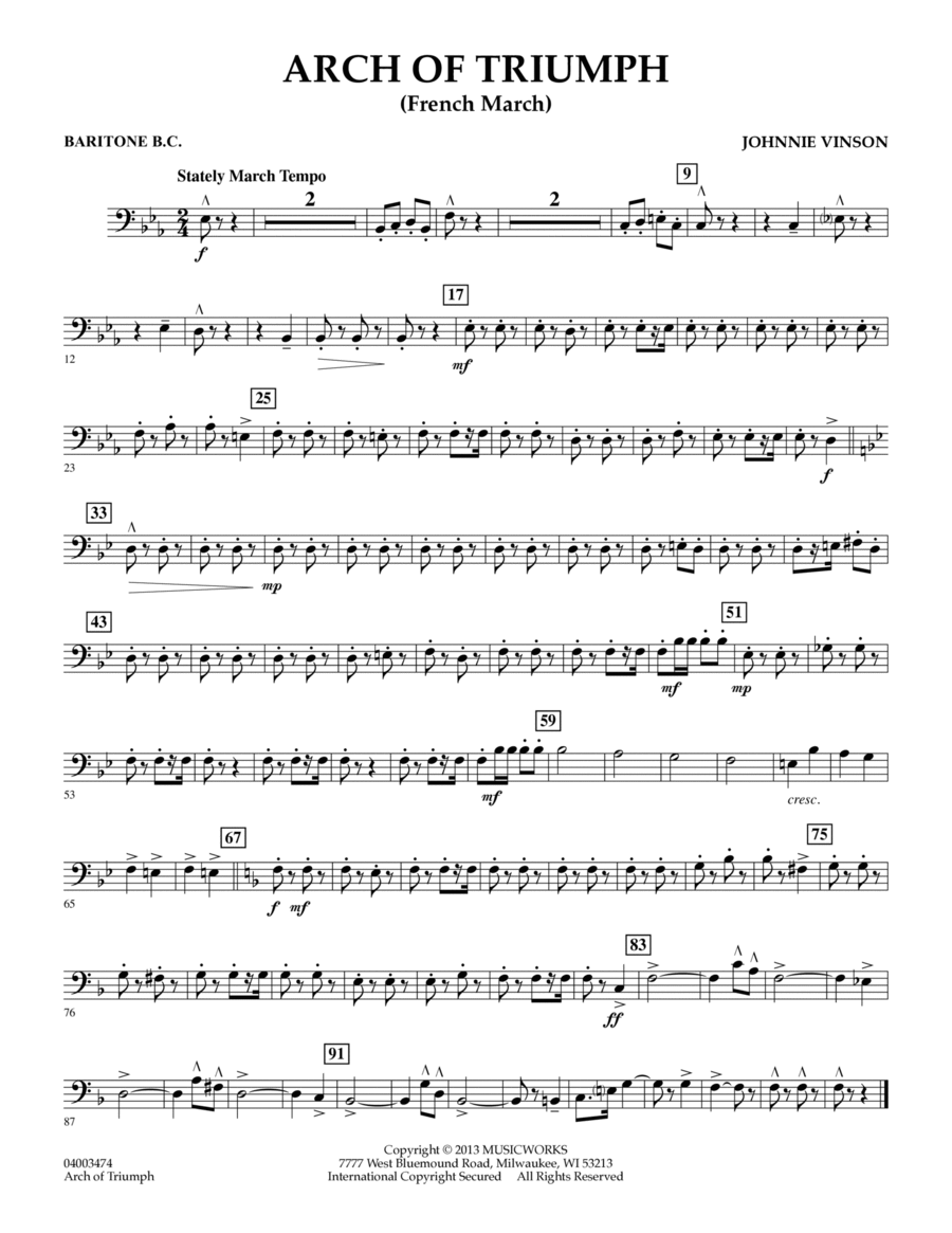 Arch of Triumph (French March) - Baritone B.C. Concert Band scores gallery preview page 1