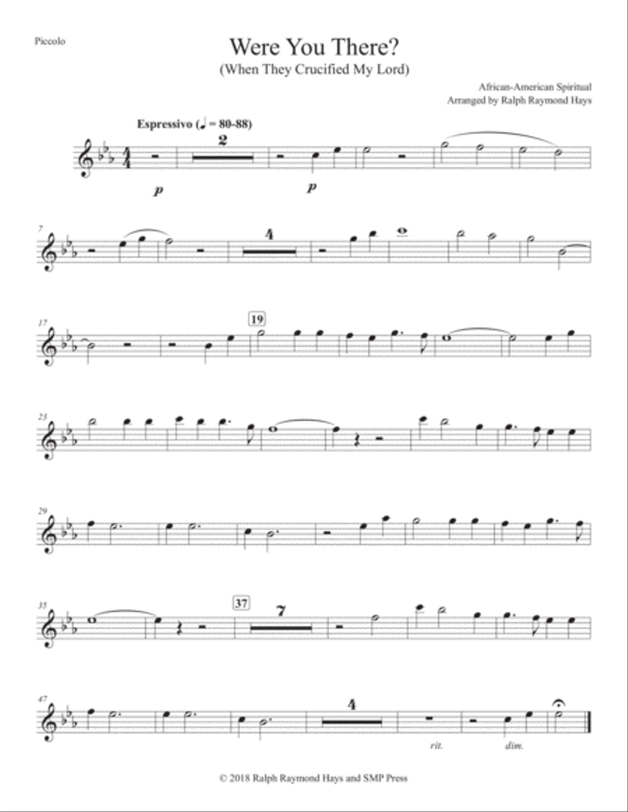 Were You There (When They Crucified My Lord) for flute choir Flute Choir scores gallery preview page 3