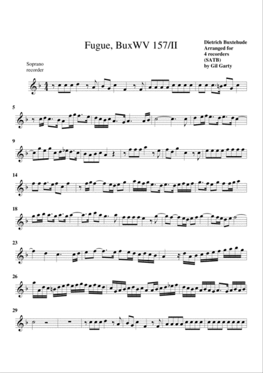 Fugue BuxWV 157/II (arrangement for 4 recorders) Recorder scores gallery preview page 4