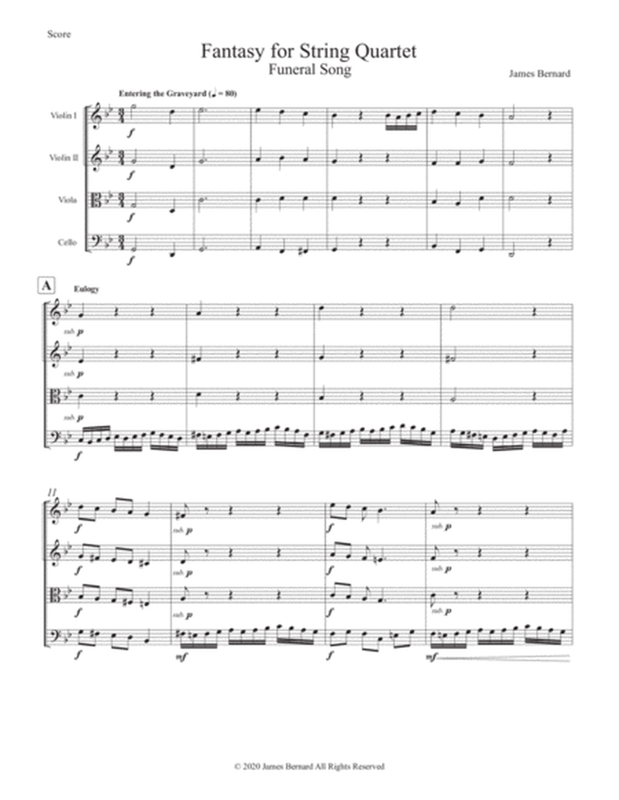 Fantasy for String Quartet in G Minor, Op. 38 - "Funerale Song"