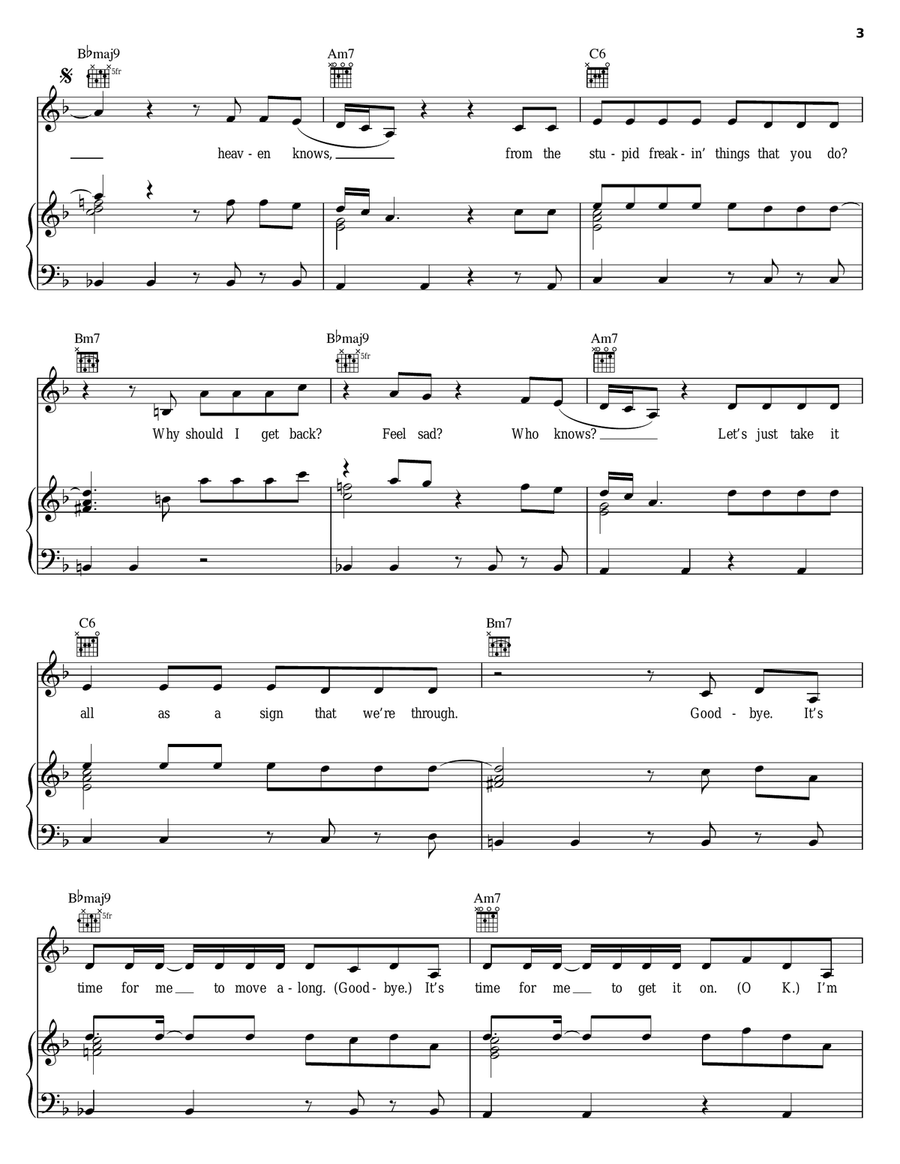 Why Should I Be Sad Piano, Vocal, Guitar scores gallery preview page 3