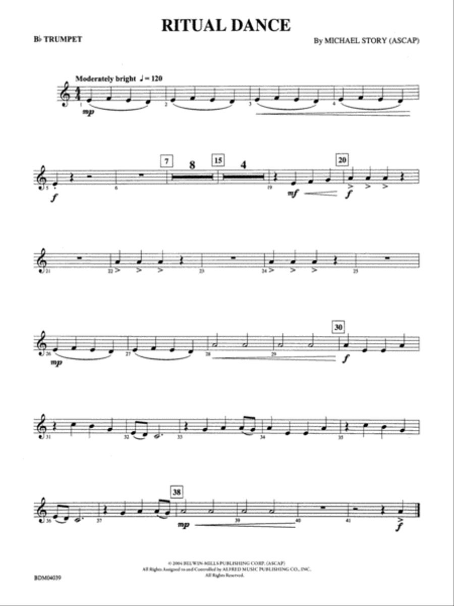 Ritual Dance: 1st B-flat Trumpet Concert Band scores gallery preview page 1