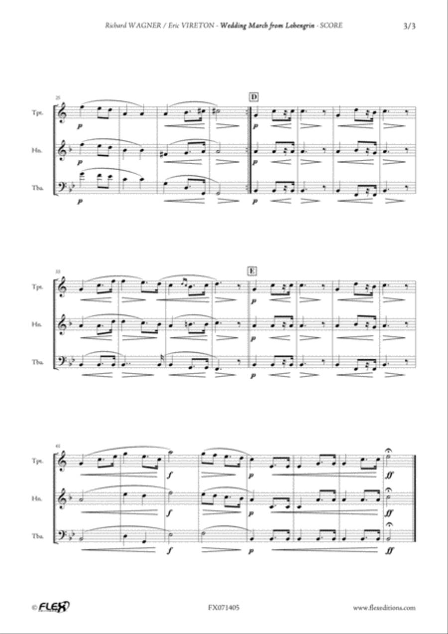 Wedding March from Lohengrin Brass Trio scores gallery preview page 3