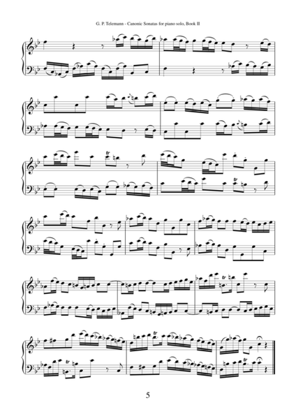 Canonic Sonatas, book II by Georg Philipp Telemann, transcription for piano solo