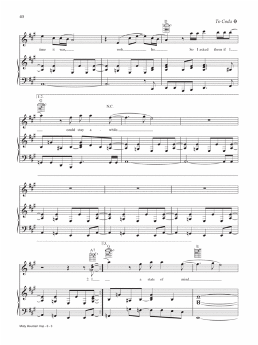Misty Mountain Hop Piano, Vocal, Guitar scores gallery preview page 3