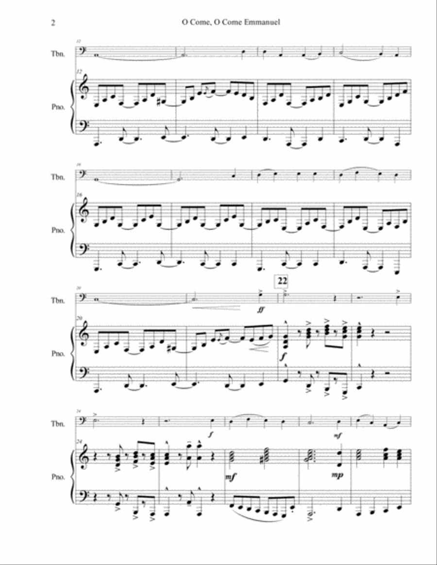 O Come, O Come Emmanuel for Trombone Piano scores gallery preview page 3