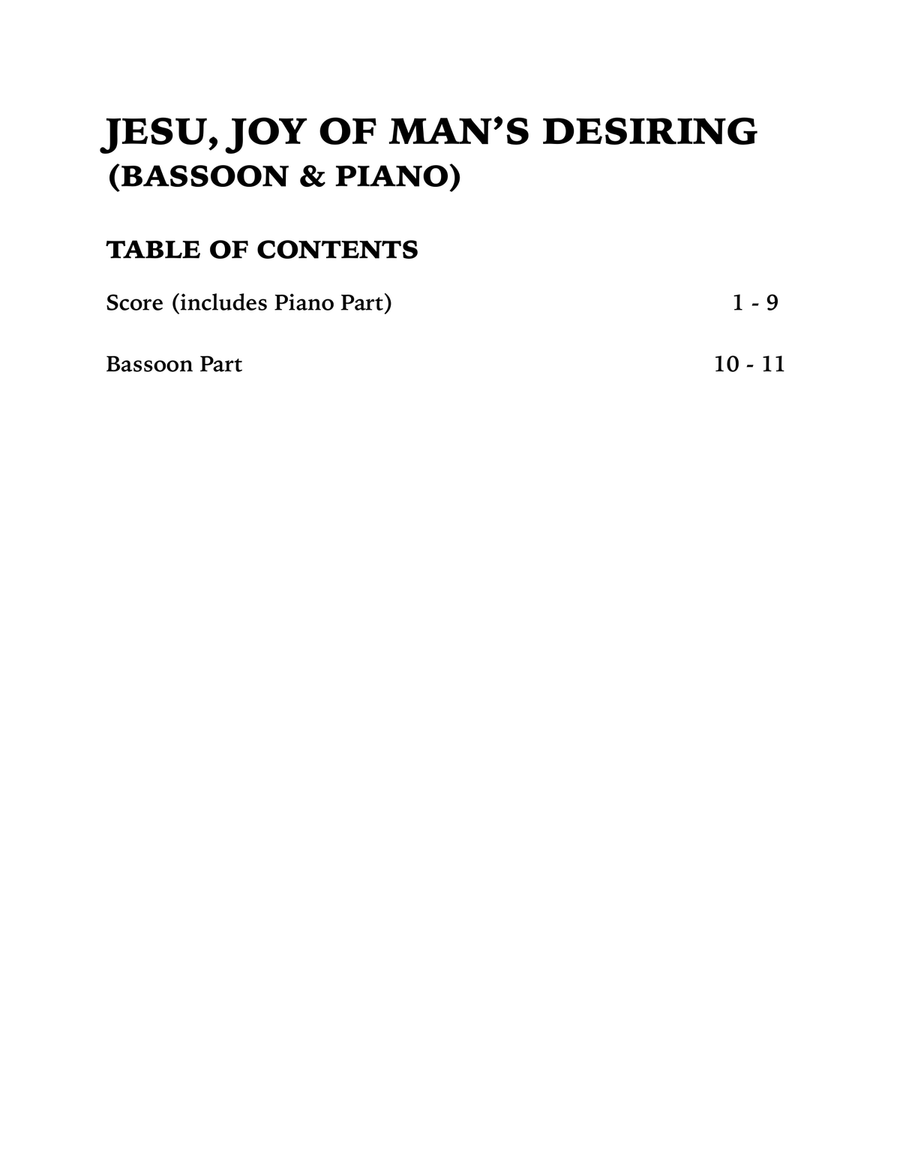 Jesu, Joy of Man's Desiring (Bassoon and Piano) Bassoon Solo scores gallery preview page 4