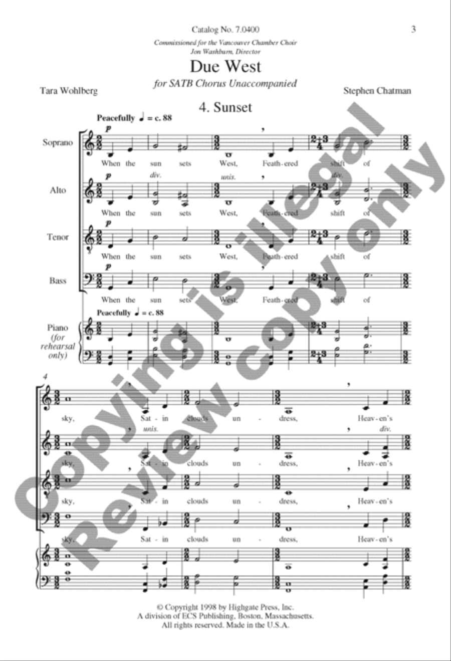 Due West: 4. Sunset Due West: 4. Sunset 4-Part scores gallery preview page 6