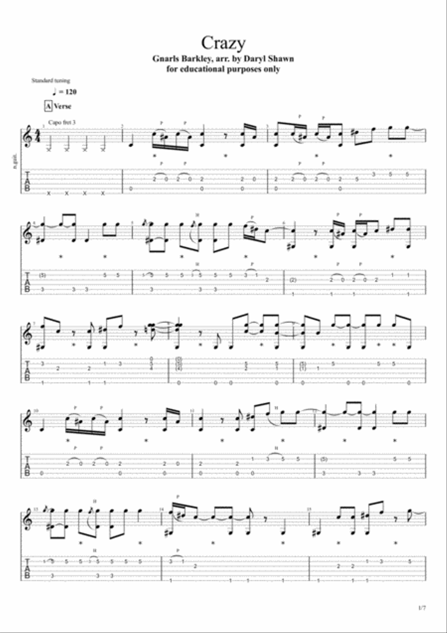 Crazy Crazy Electric Guitar scores gallery preview page 1