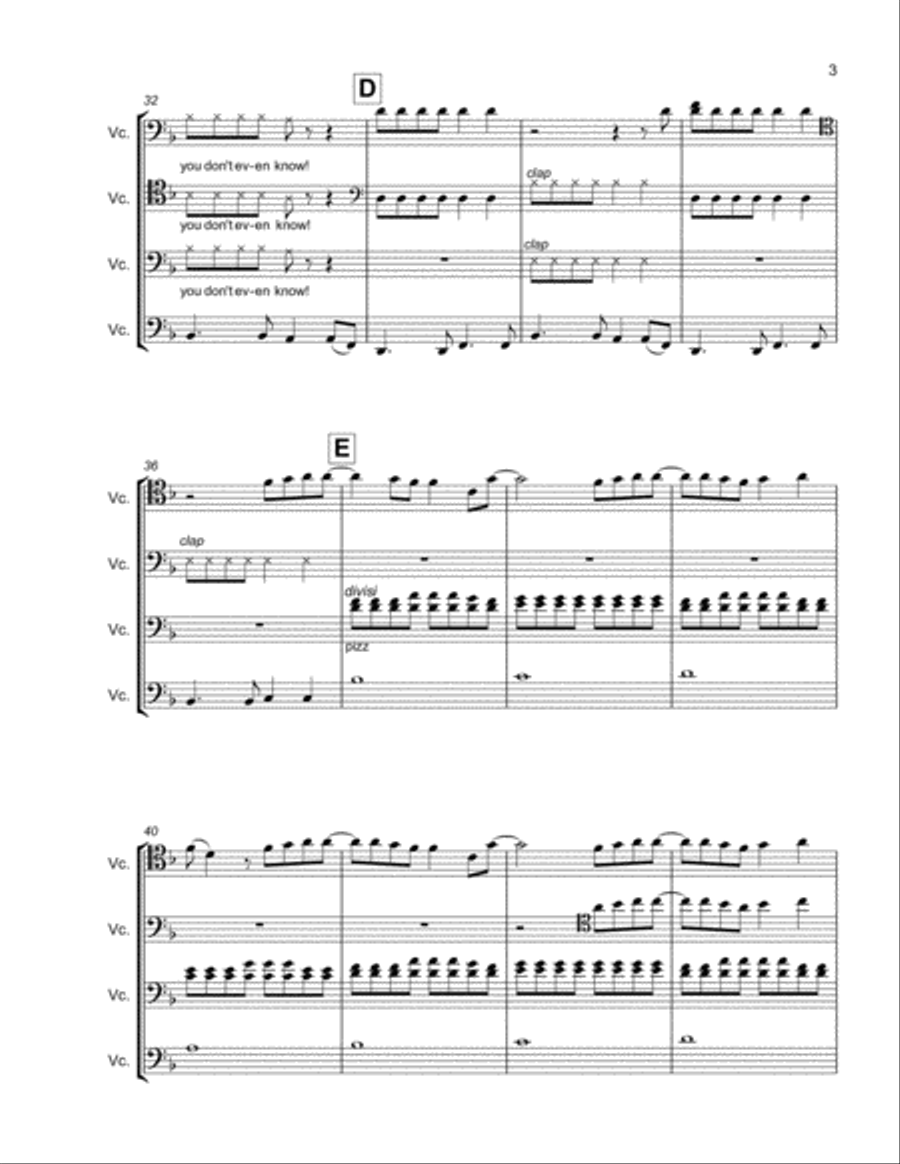 Handclap Cello scores gallery preview page 3