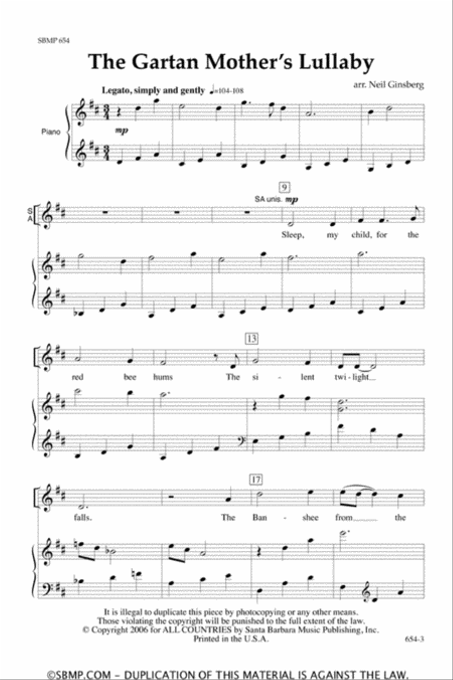 The Gartan Mother's Lullaby - SA Octavo SA scores gallery preview page 2