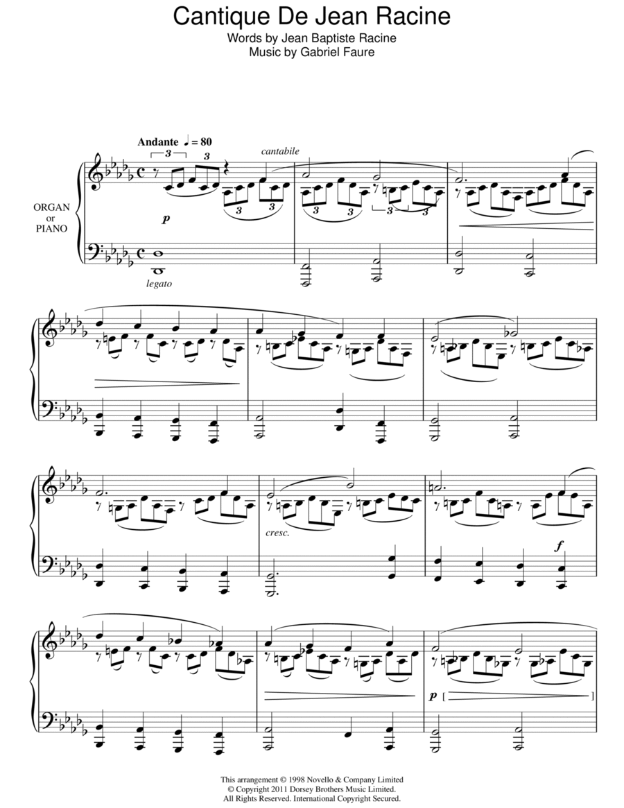 Cantique De Jean Racine 4-Part scores gallery preview page 1