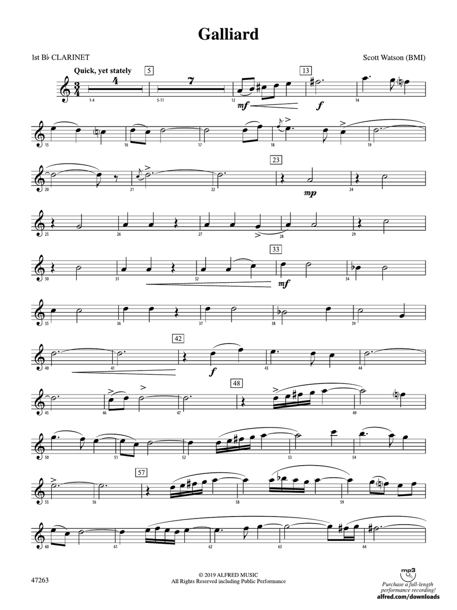 Galliard: 1st B-flat Clarinet