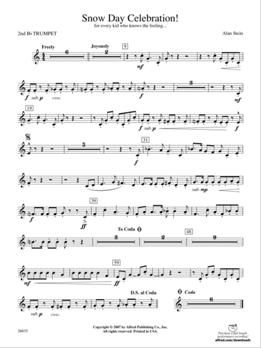 Snow Day Celebration!: 2nd B-flat Trumpet Concert Band scores gallery preview page 1