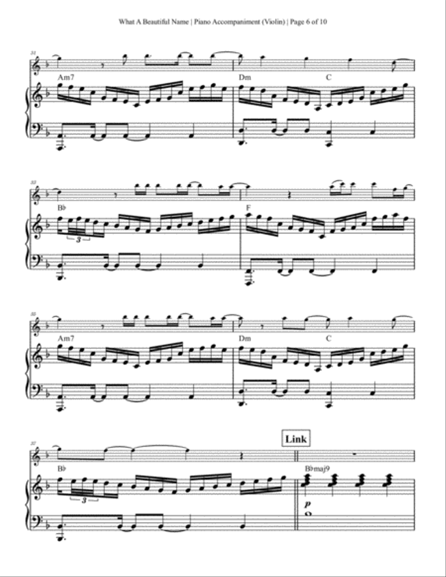 What A Beautiful Name Violin Solo scores gallery preview page 6
