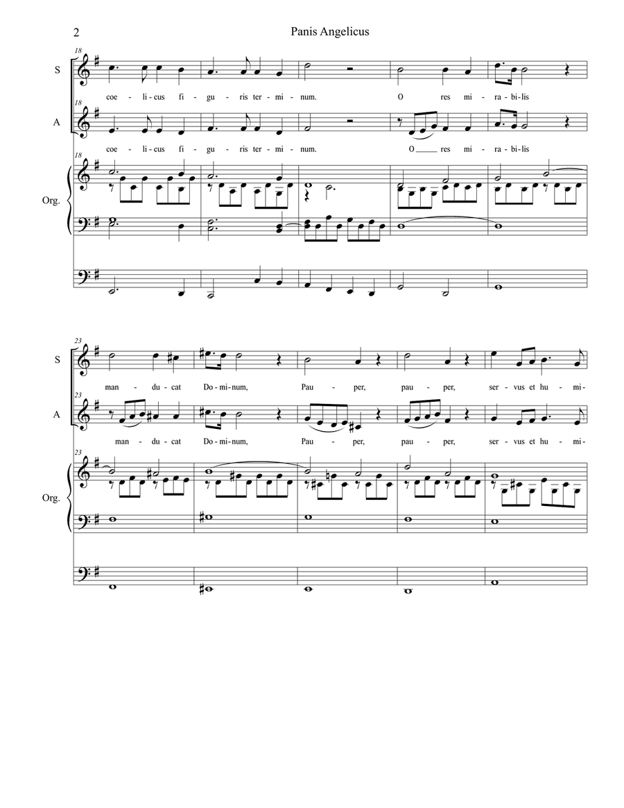 Panis Angelicus (Duet for Soprano and Alto Solo - Organ Accompaniment) Alto Voice scores gallery preview page 3