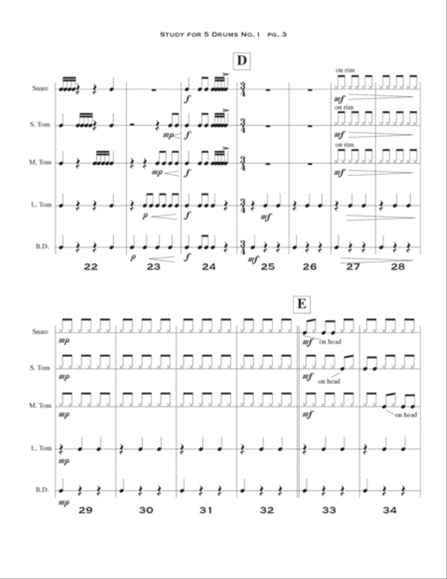Study for 5 Drums No. 1 Study for 5 Drums No. 1 Percussion Ensemble scores gallery preview page 4