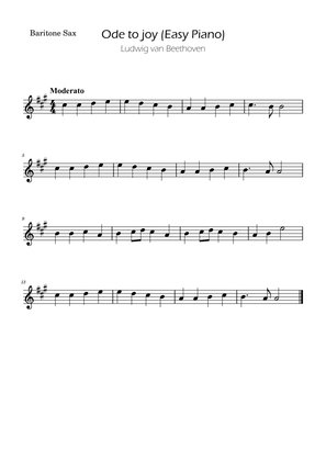 Ode To Joy - Easy Baritone Sax