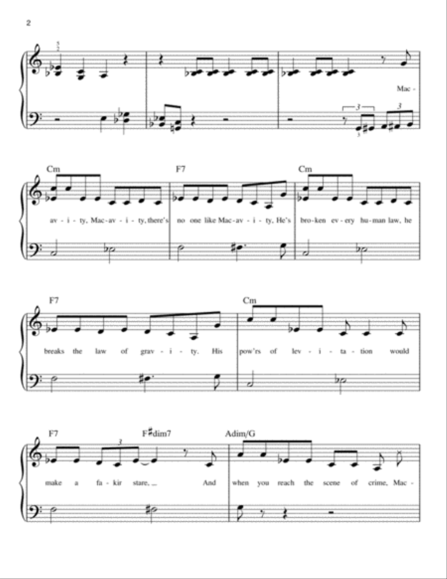 Macavity: The Mystery Cat (from Cats) Easy Piano scores gallery preview page 2