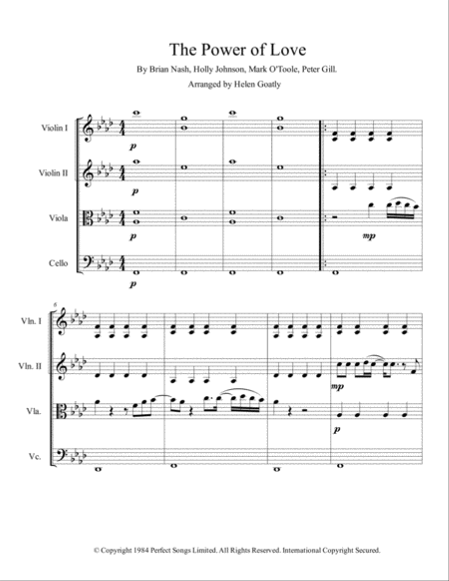 The Power Of Love The Power Of Love String Quartet scores gallery preview page 1